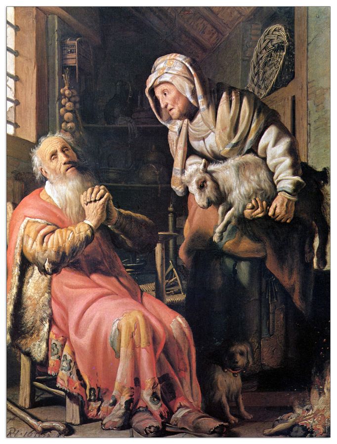 Rembrandt - Tobias suspected his wife of stealing, Decorative MDF Panel (60x80cm)