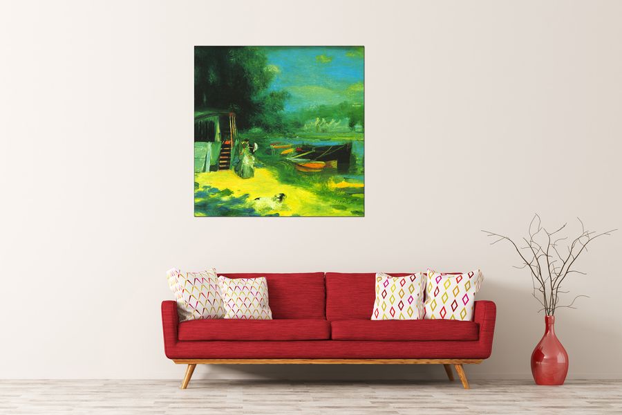 Renoir Pierre-auguste - Place for Bading , Decorative MDF Panel (100x100cm)