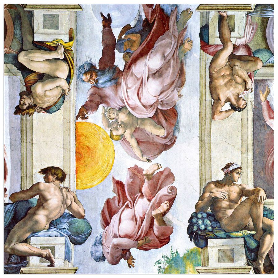 Buonarotti Michelangelo  - The creation of sun, moon and stars, Decorative MDF Panel (70x70cm)