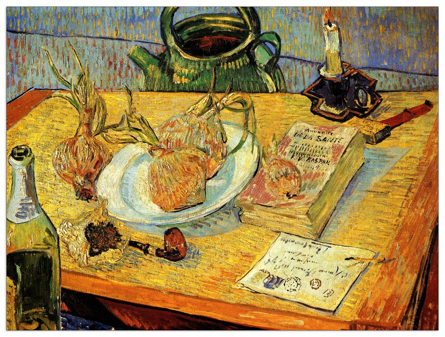 Van Gogh Vincent - Still Life Drawing Board Pipe Onions and Sealing-Wax, Decorative MDF Panel (80x60cm)