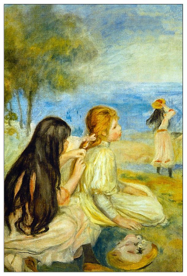 Renoir Pierre-auguste - Girls by the Seaside, Decorative MDF Panel (90x135cm)