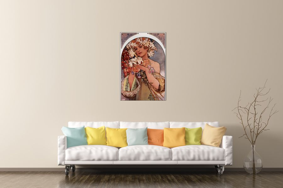 Mucha Alphonse - Flowers, Decorative MDF Panel (60x90cm)