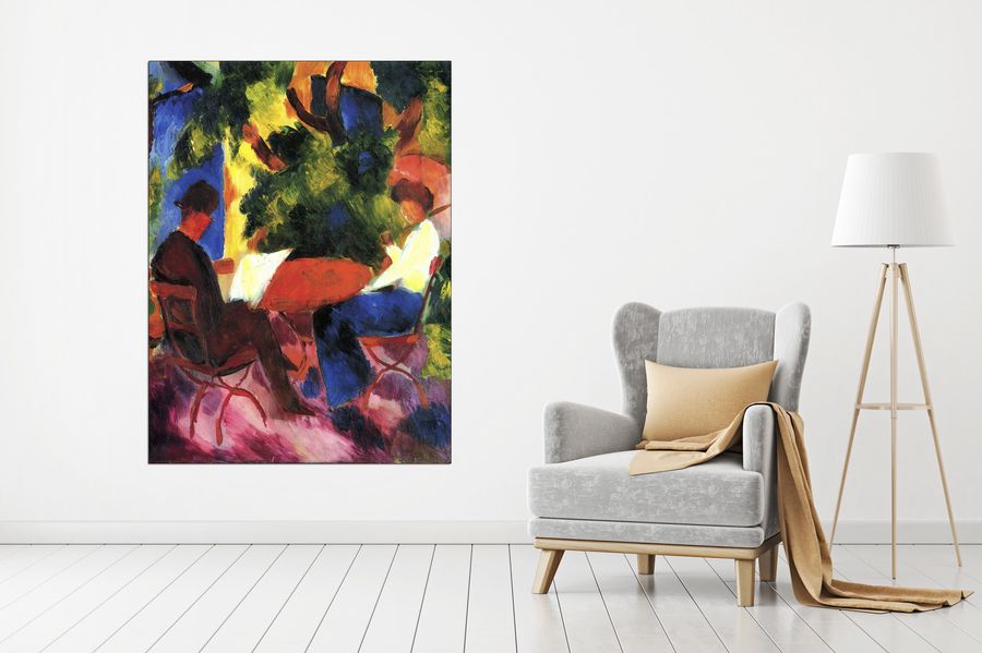 Macke August - Couple at the garden table, Decorative MDF Panel (90x120cm)