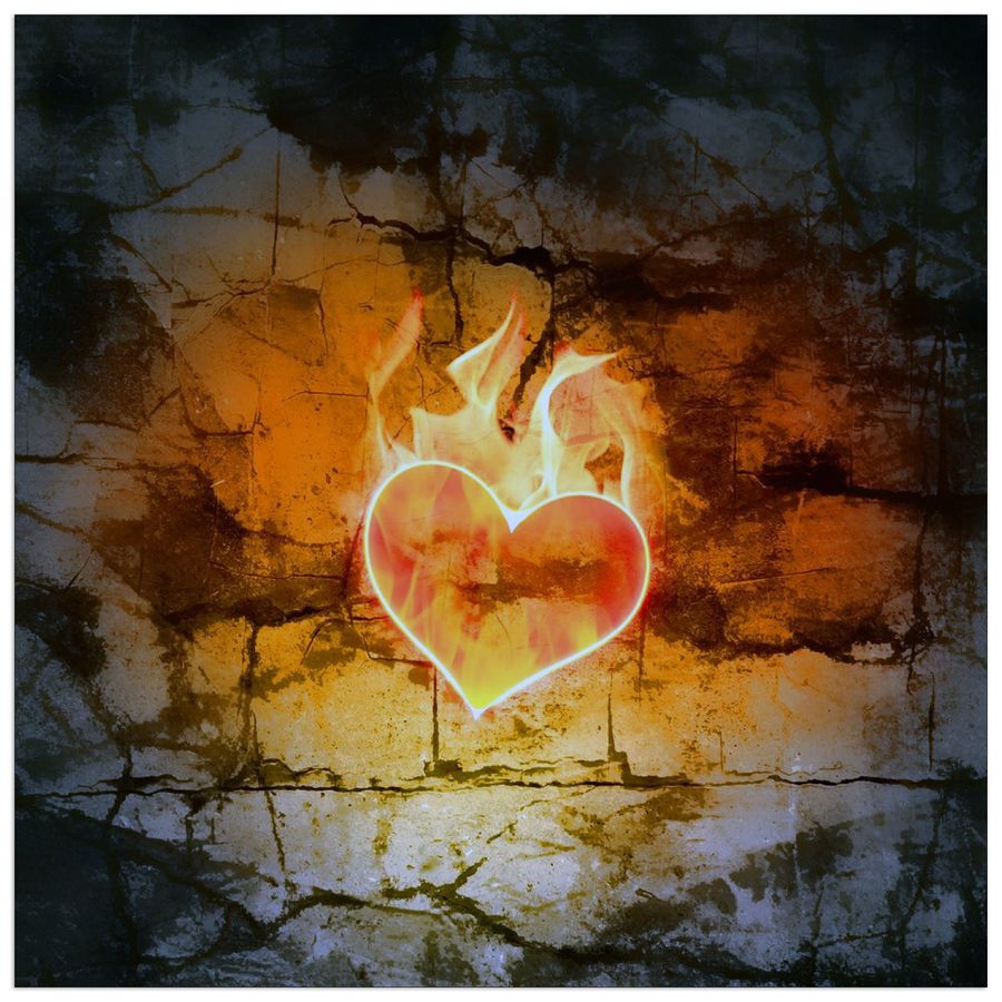 Art Studio - Fire heart, Decorative MDF Panel (30x30cm)
