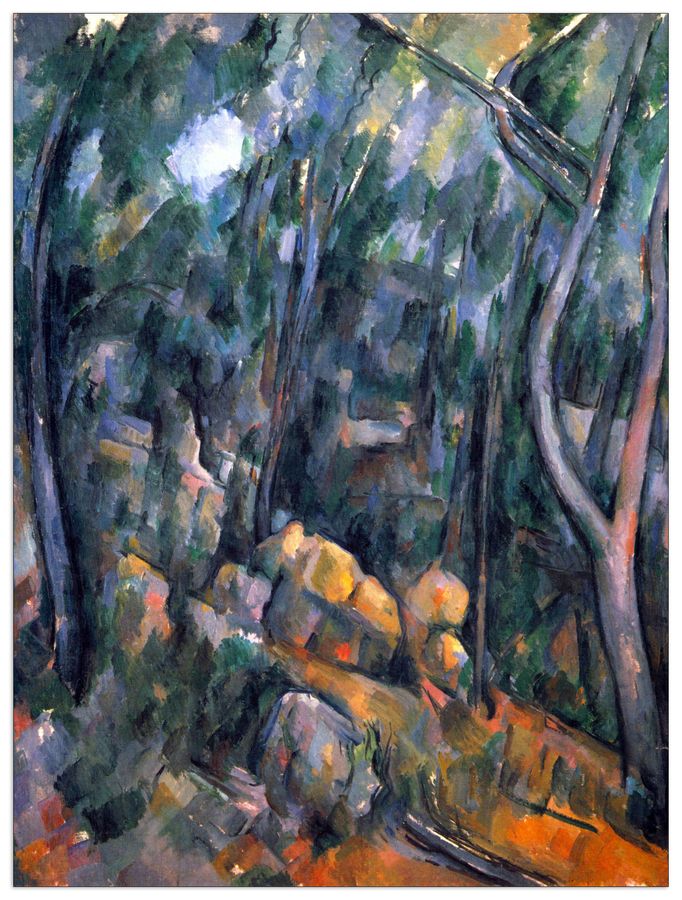 Cezanne Paul - Forest caves in the cliffs above the ChaÌ?teau Noir, Decorative MDF Panel (90x120cm)