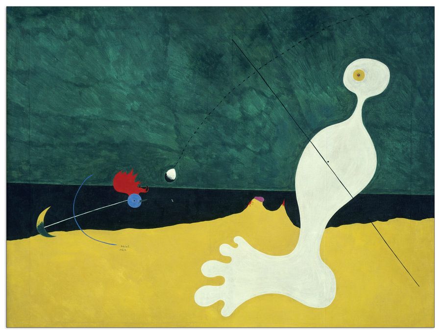 MirÒ - Person Throwing A Stone At A Bird, Decorative MDF Panel (80x60cm)