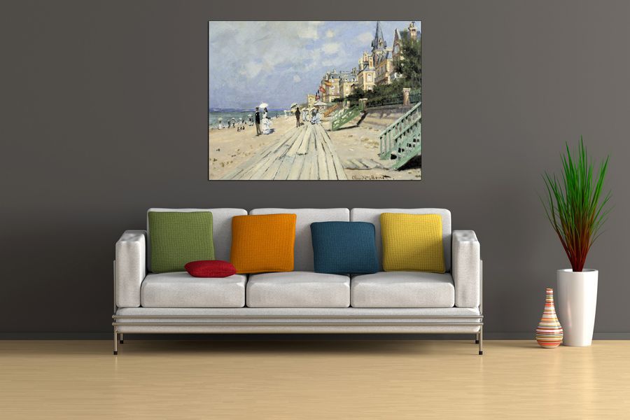 Monet Claude - Beach at trouville , Decorative MDF Panel (120x90cm)