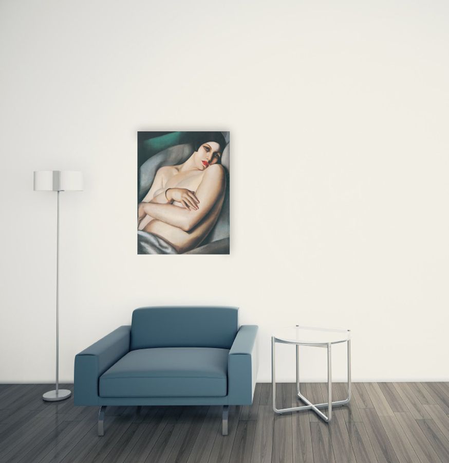 De Lempicka - Rafaela Sur Fond Vert, Decorative MDF Panel (67x89cm)