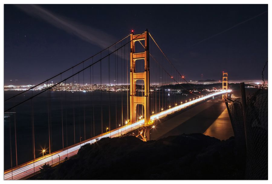 Etienne Desclides - Golden Gate Bridge, Decorative MDF Panel (90x60cm)