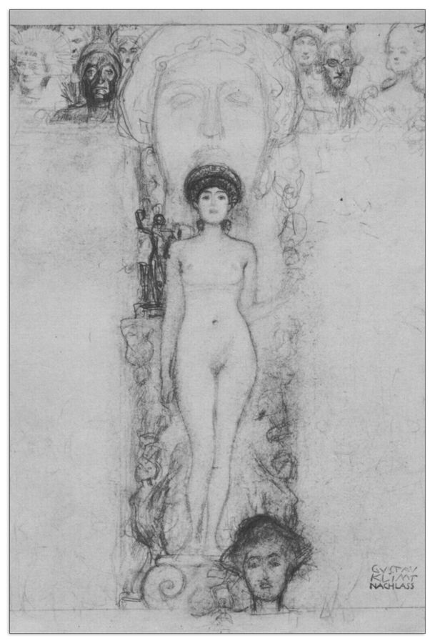 Klimt Gustav - Allegory of Sculpture, Decorative MDF Panel (90x135cm)