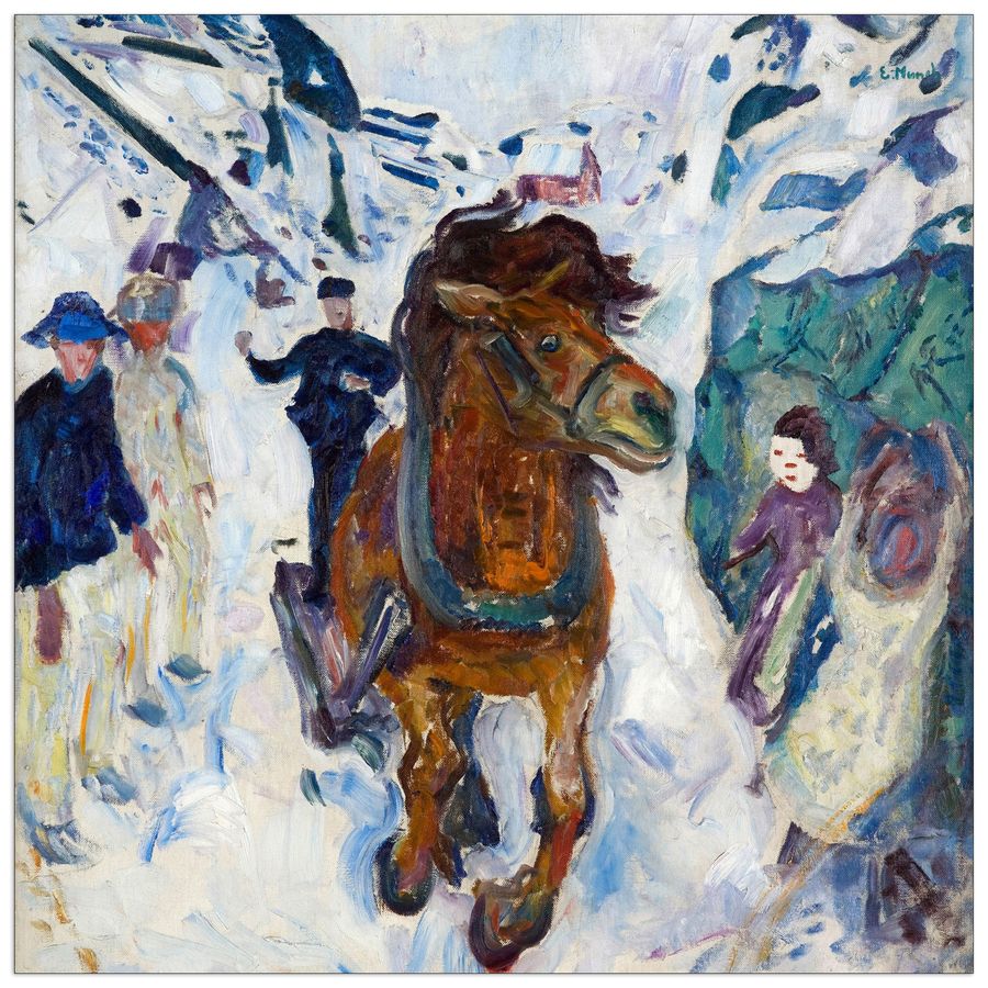 Munch Edvard - Galloping Horse, Decorative MDF Panel (50x50cm)