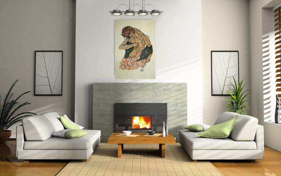 Schiele - Kauernder Maedchenakt, Decorative MDF Panel (68x100cm)