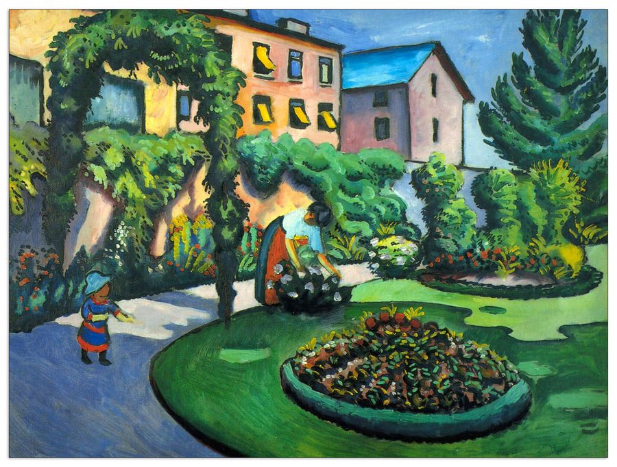 Macke August - Garden image, Decorative MDF Panel (80x60cm)