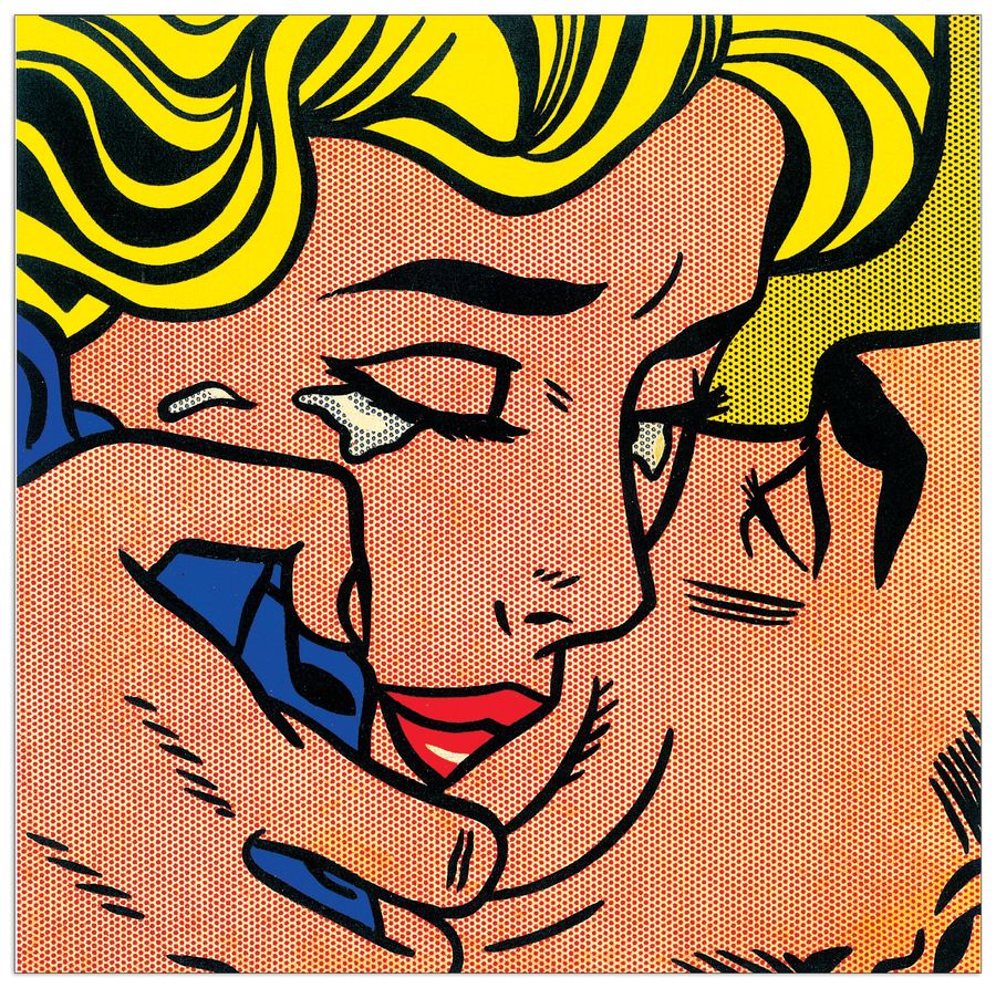Lichtenstein - Kiss, Decorative MDF Panel (22x22cm)