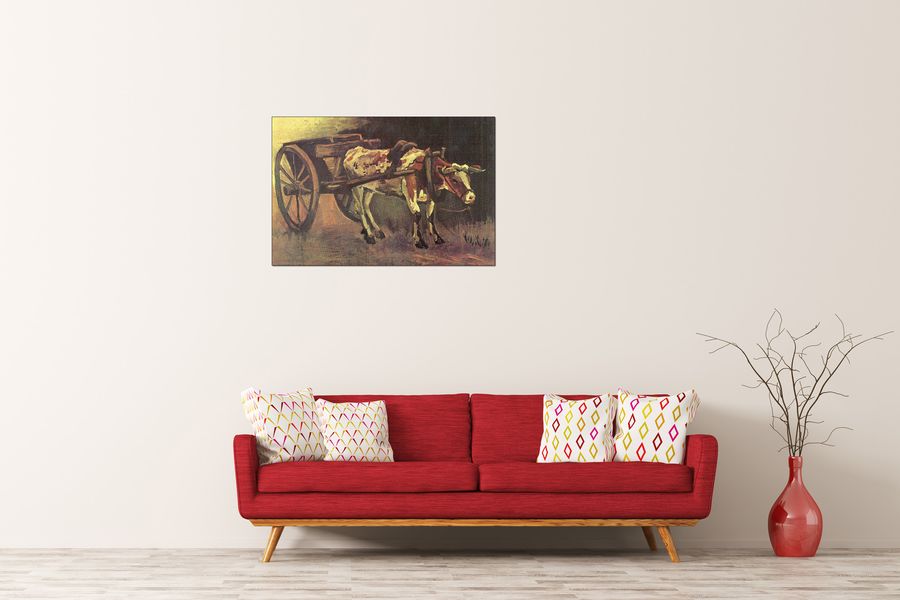 Van Gogh Vincent - Ox carts with brown Ox, Decorative MDF Panel (90x60cm)