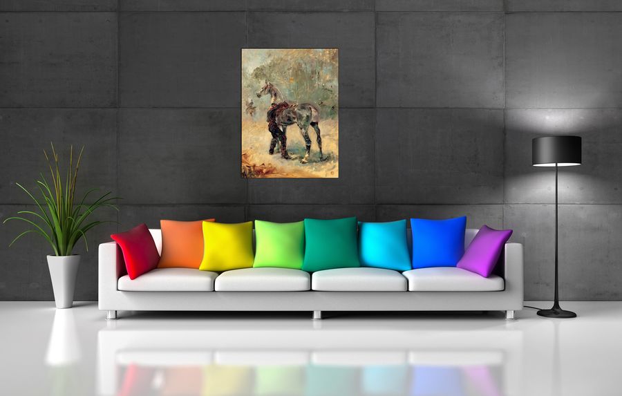 Toulouse-lautrec - Artilleryman and his horse, Decorative MDF Panel (60x80cm)