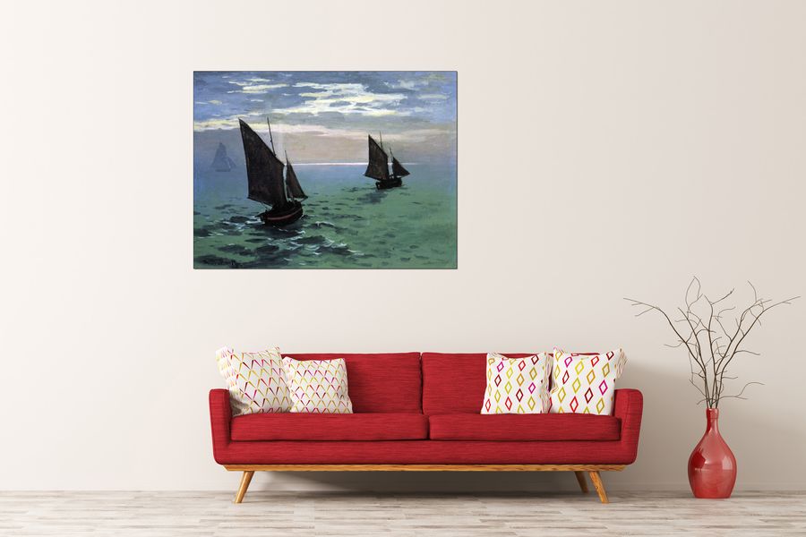 Monet Claude - Le Havre - exit the fishing boats from the port, Decorative MDF Panel (120x90cm)