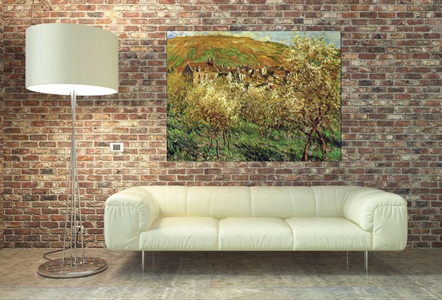 Monet Claude - Flowering apple trees, Decorative MDF Panel (120x90cm)