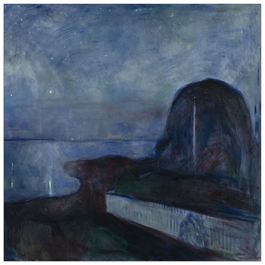 Munch Edvard - Starry Night, Decorative MDF Panel (50x50cm)