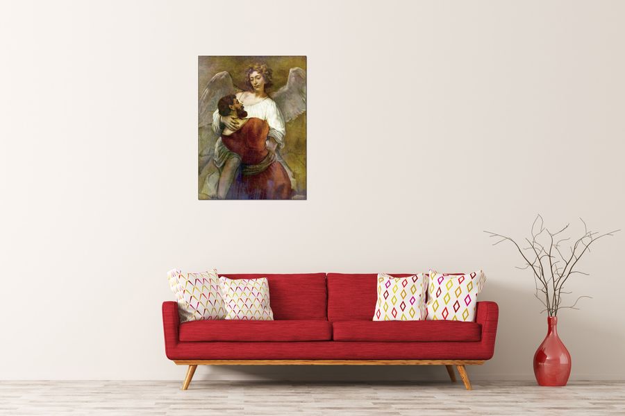 Rembrandt - Jacob's struggle with the angel, Decorative MDF Panel (60x80cm)