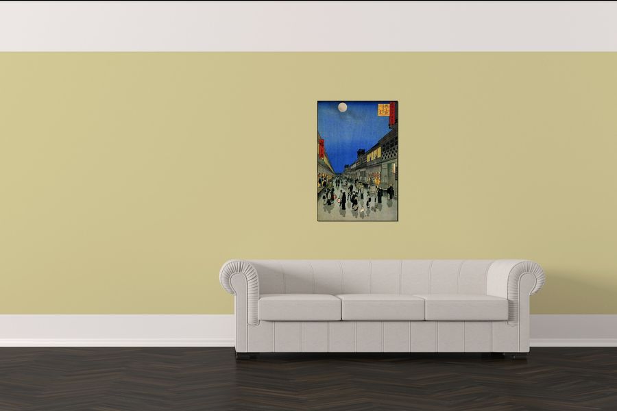 Hiroshige Utagawa  - Night View of Sarukawa-machi, Decorative MDF Panel (60x90cm)