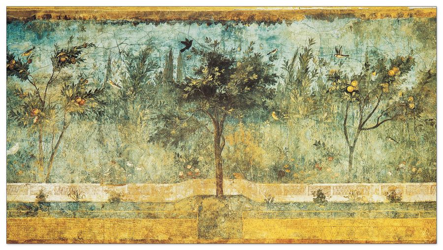 Pompei - Affresco Con Giardino, Decorative MDF Panel (90x50cm)