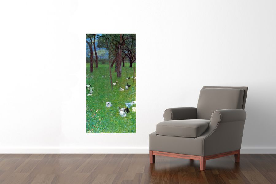Klimt Gustav - After the rain (garden with chickens in St. Agatha), Decorative MDF Panel (70x140cm)
