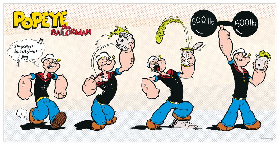 Segar - Popeye Eats Spinach, Decorative MDF Panel (100x50cm)