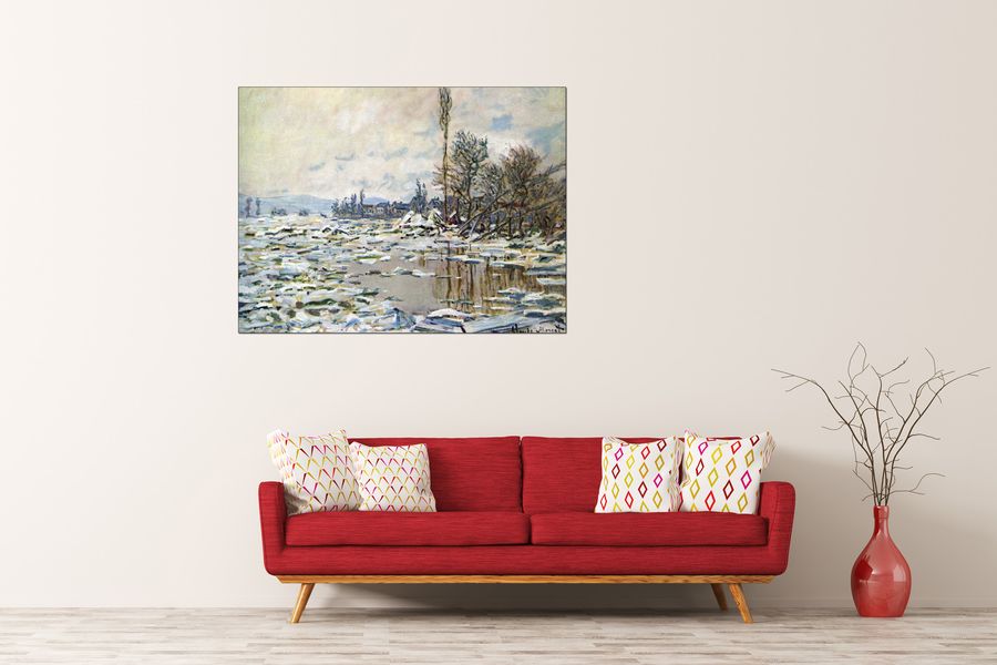 Monet Claude - Break Up of Ice, Decorative MDF Panel (120x90cm)
