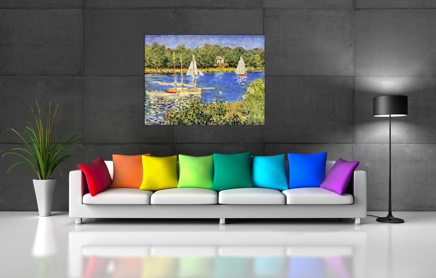 Monet Claude - The Seine at Argenteuil Basin , Decorative MDF Panel (120x90cm)