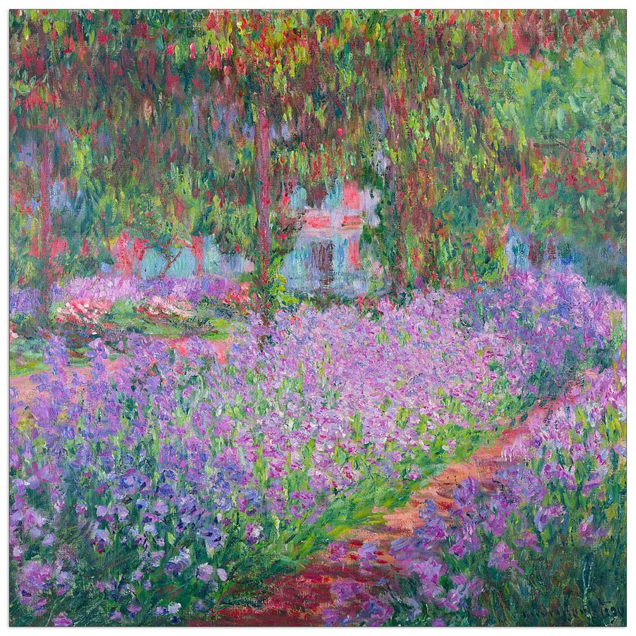 Monet Claude - Artists Garden, Decorative MDF Panel (100x100cm)