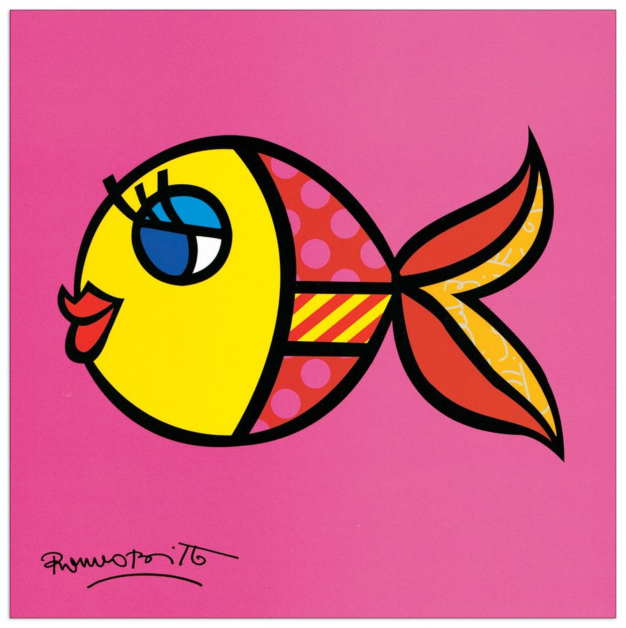 Britto - Swimmingly Pink, Decorative MDF Panel (19x19cm)