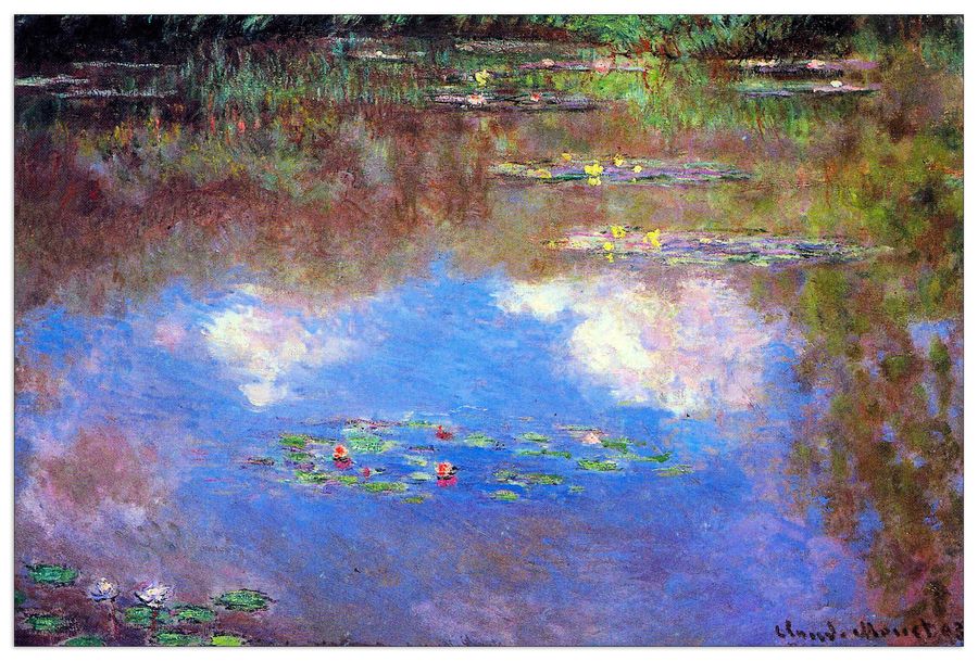 Monet Claude - Water Lily Pond IV, Decorative MDF Panel (90x60cm)