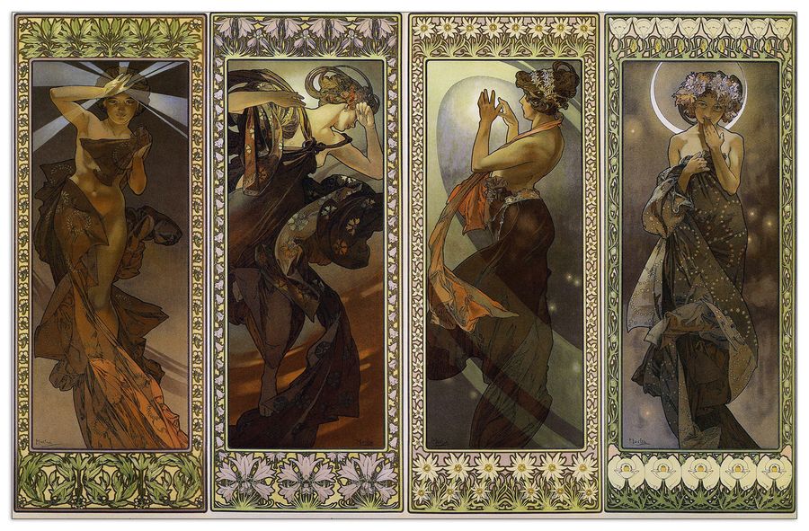 Mucha - The moon and stars, Decorative MDF Panel (70x45cm)