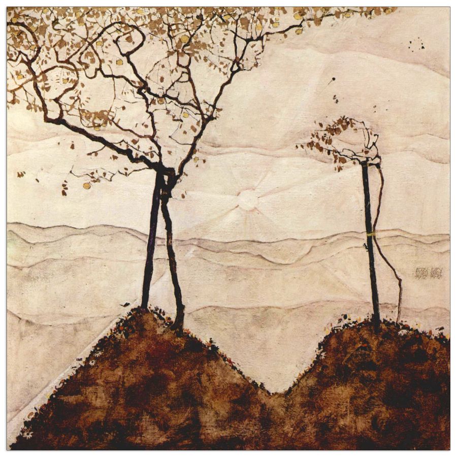 Schiele Egon  - Autumn sun and trees, Decorative MDF Panel (30x30cm)