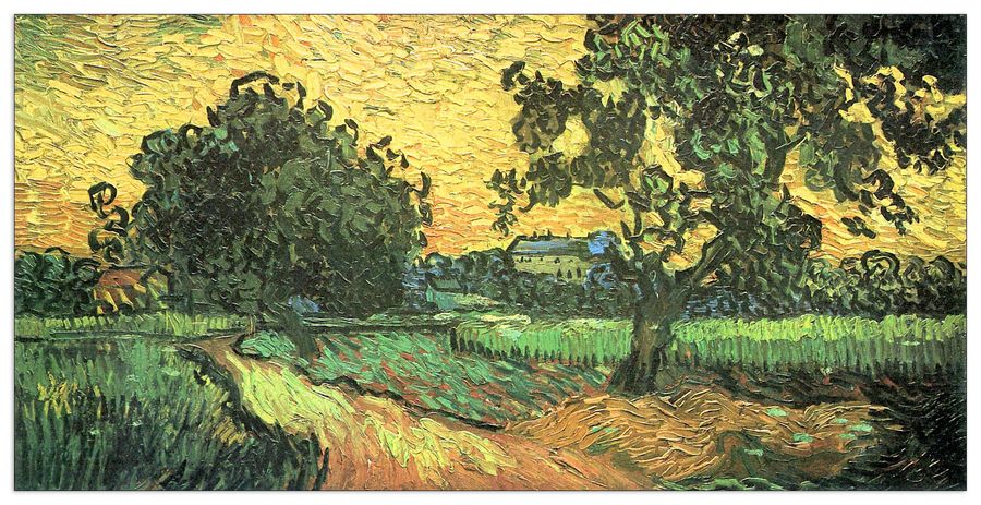 Van Gogh Vincent - Landscape with Castle Auvers at Sunset , Decorative MDF Panel (140x70cm)