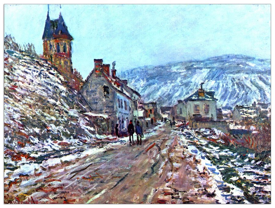 Monet Claude - Road to Vetheuil in winter, Decorative MDF Panel (80x60cm)