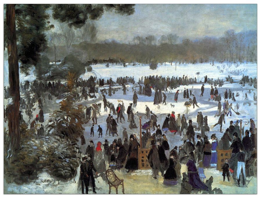 Renoir Pierre-auguste - Skating runners in the Bois de Bologne, Decorative MDF Panel (80x60cm)