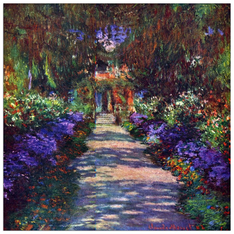 Monet Claude - Garden at Giverny , Decorative MDF Panel (30x30cm)