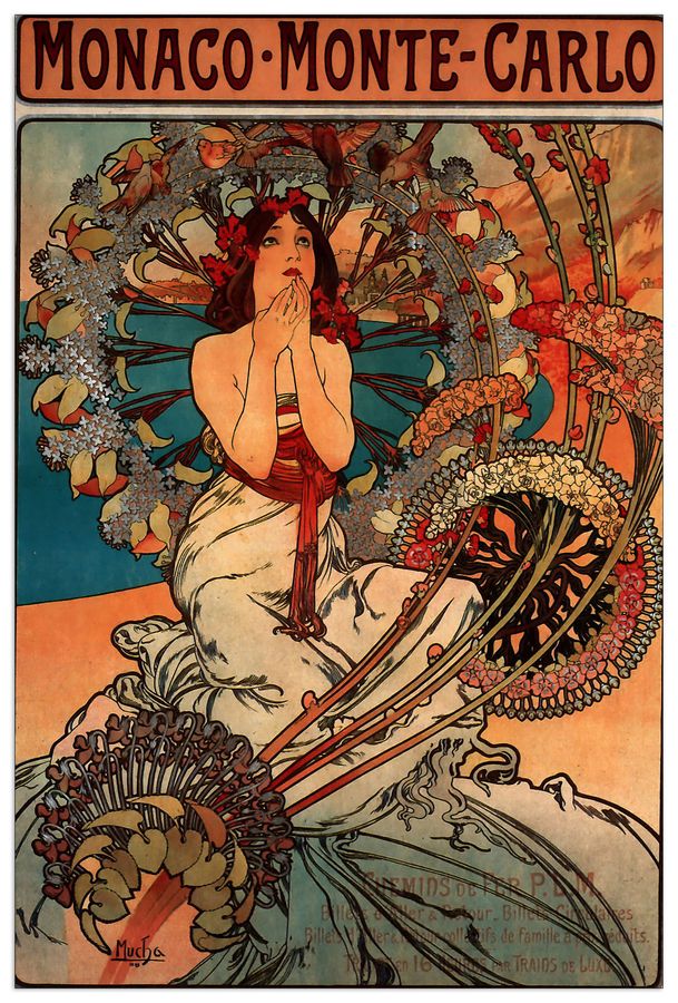 Mucha Alphonse - Monaco, Decorative MDF Panel (90x135cm)