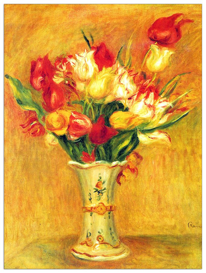Renoir Pierre-auguste - Tulips in a Vase, Decorative MDF Panel (90x120cm)