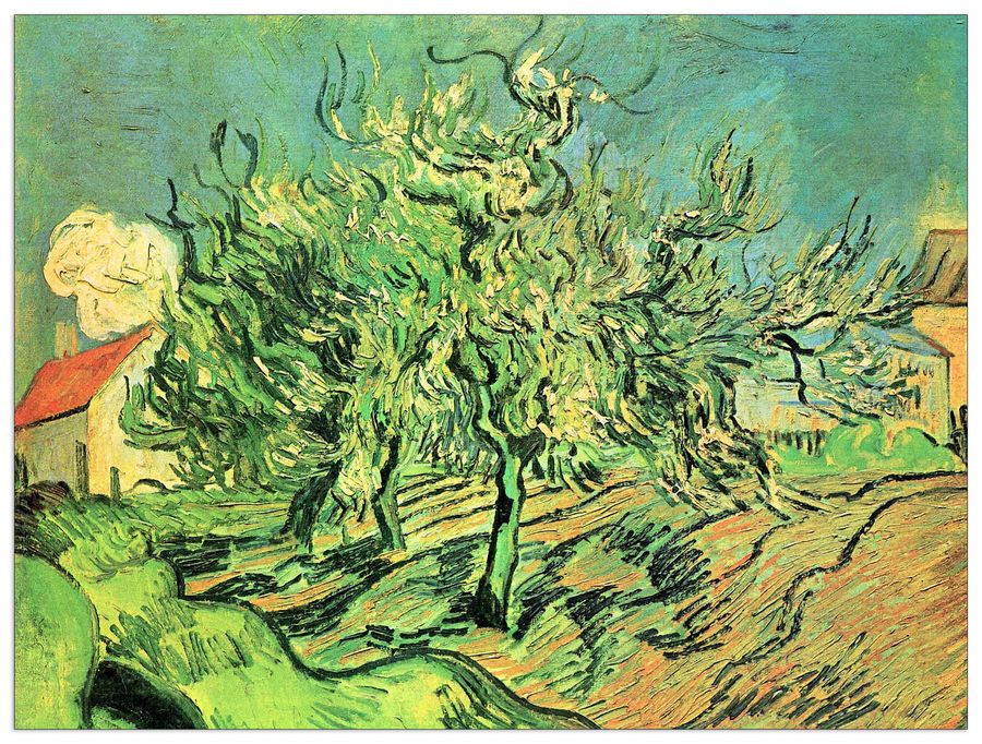 Van Gogh Vincent - Landscape with three trees and houses, Decorative MDF Panel (80x60cm)