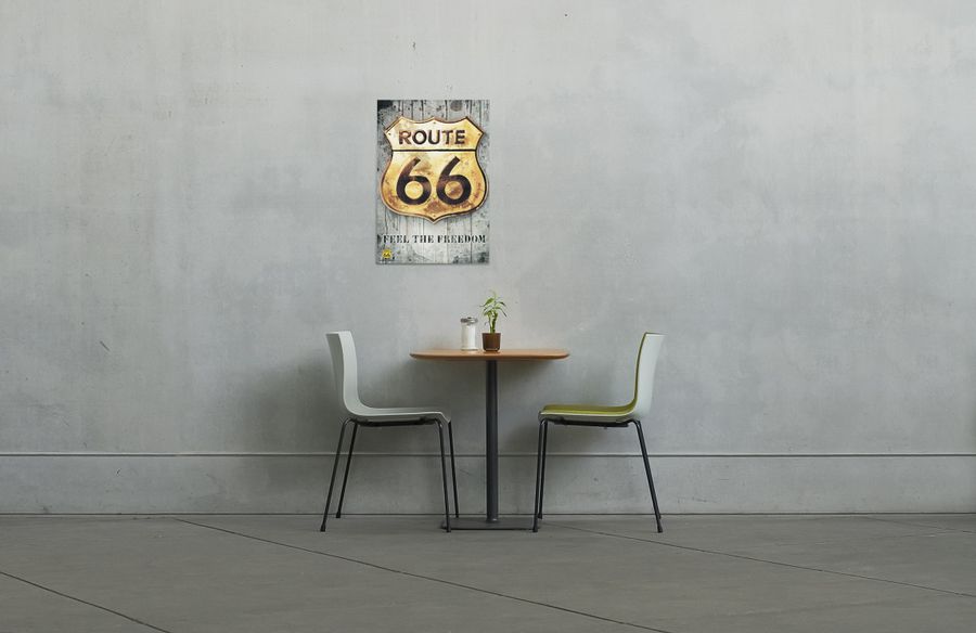 Null - Route 66 Golden Sign, Decorative MDF Panel (60x90cm)