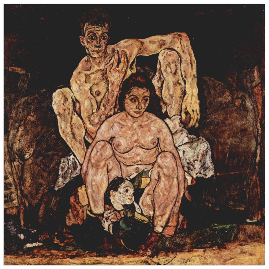 Schiele Egon  - The Family, Decorative MDF Panel (70x70cm)