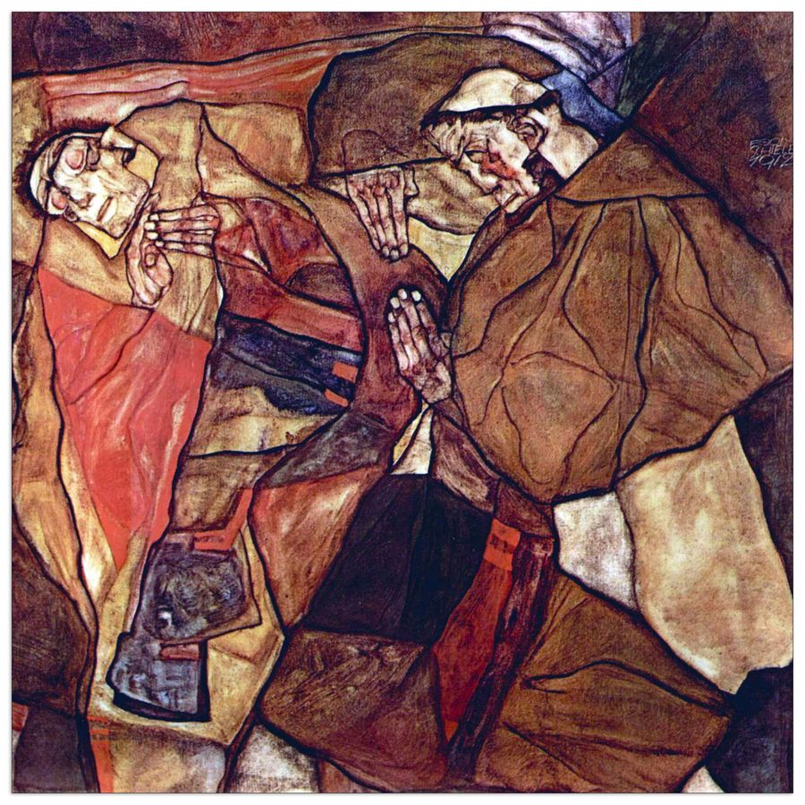 Schiele Egon  - Agony (The Death Struggle), Decorative MDF Panel (30x30cm)