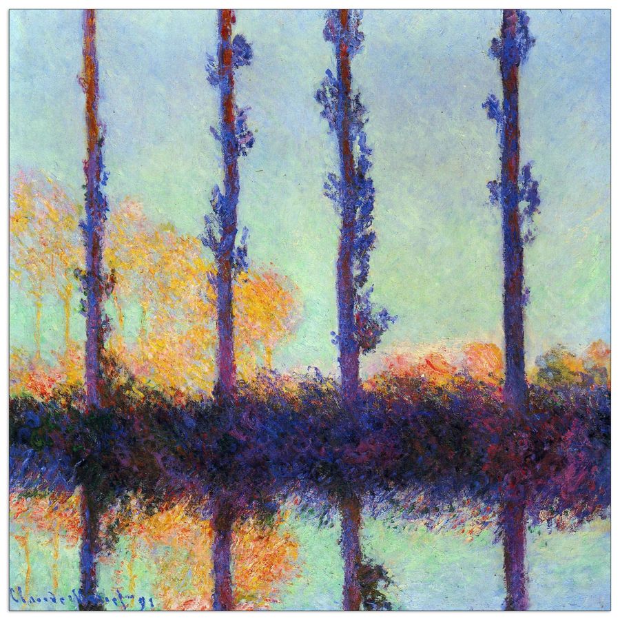 Monet Claude - Four poplars, Decorative MDF Panel (50x50cm)