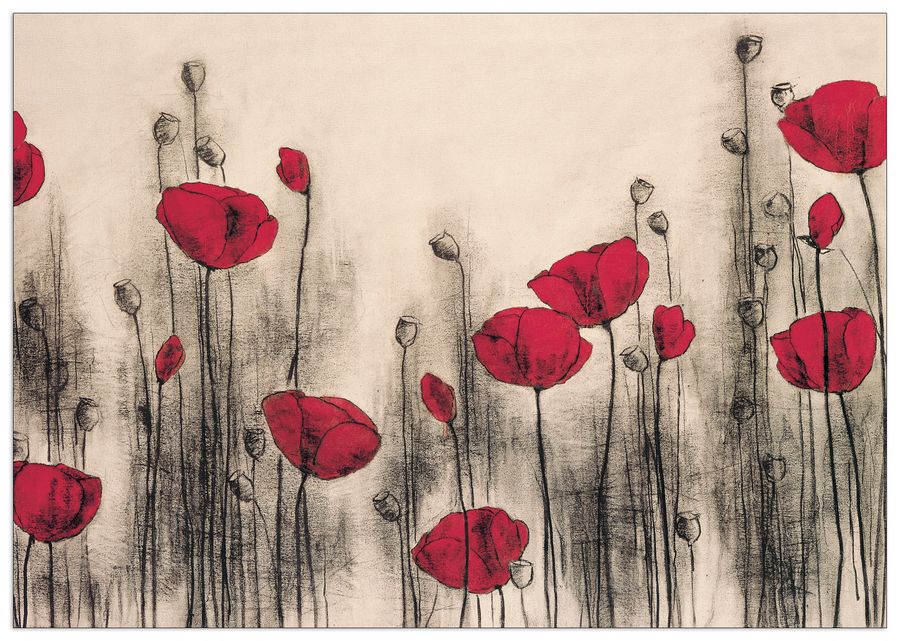 Andkjaer - Red Poppies, Decorative MDF Panel (65x46cm)