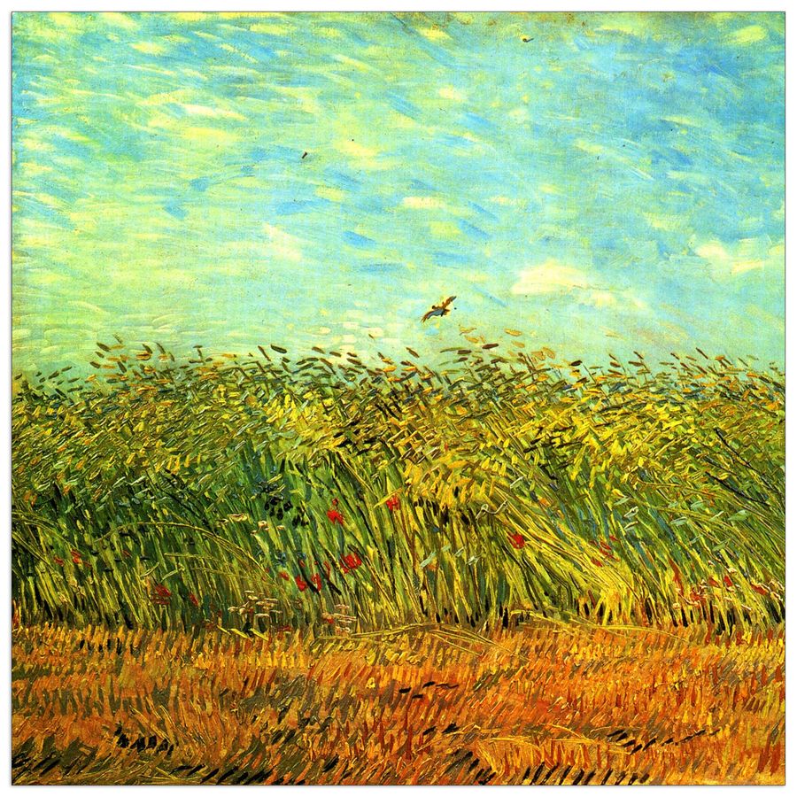 Van Gogh Vincent - Wheat Field with a Lark, Decorative MDF Panel (50x50cm)