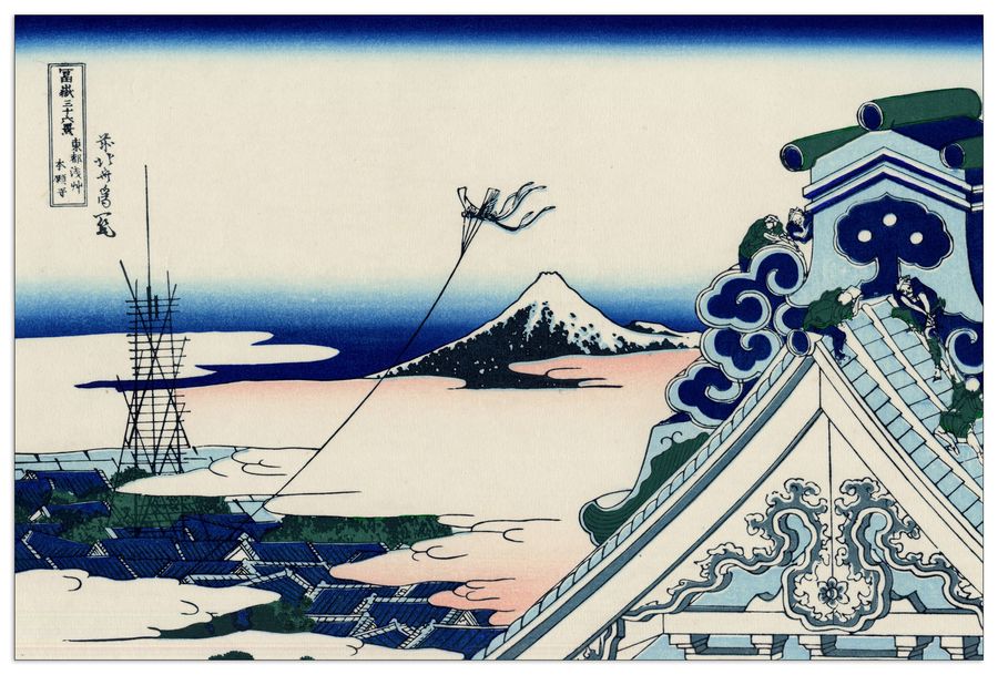 Hokusai Katsushika  - Asakusa Honganji temple, Decorative MDF Panel (135x90cm)