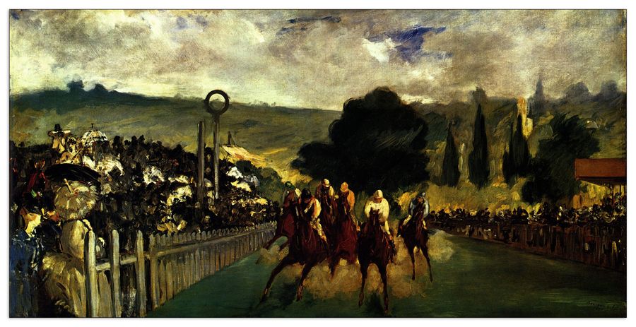 Manet Édouard - Race at Longchamp , Decorative MDF Panel (100x50cm)